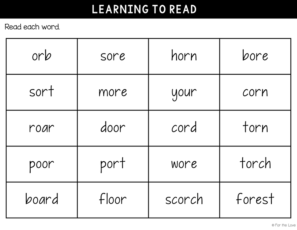 reading words with the or sound