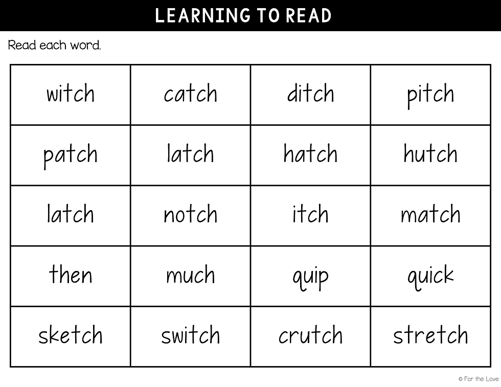 reading words with the trigraph tch