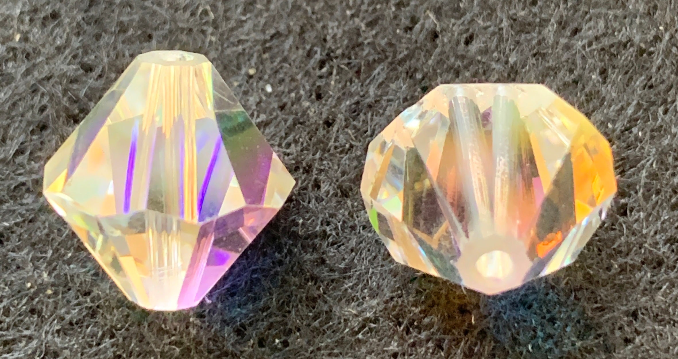 10mm Swarovski Aurora Borealis Crystal Squatty Bicone Beads