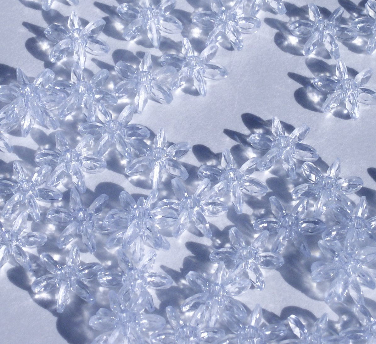 #30 - Transparent  Ice Blue 12mm Starflake Beads