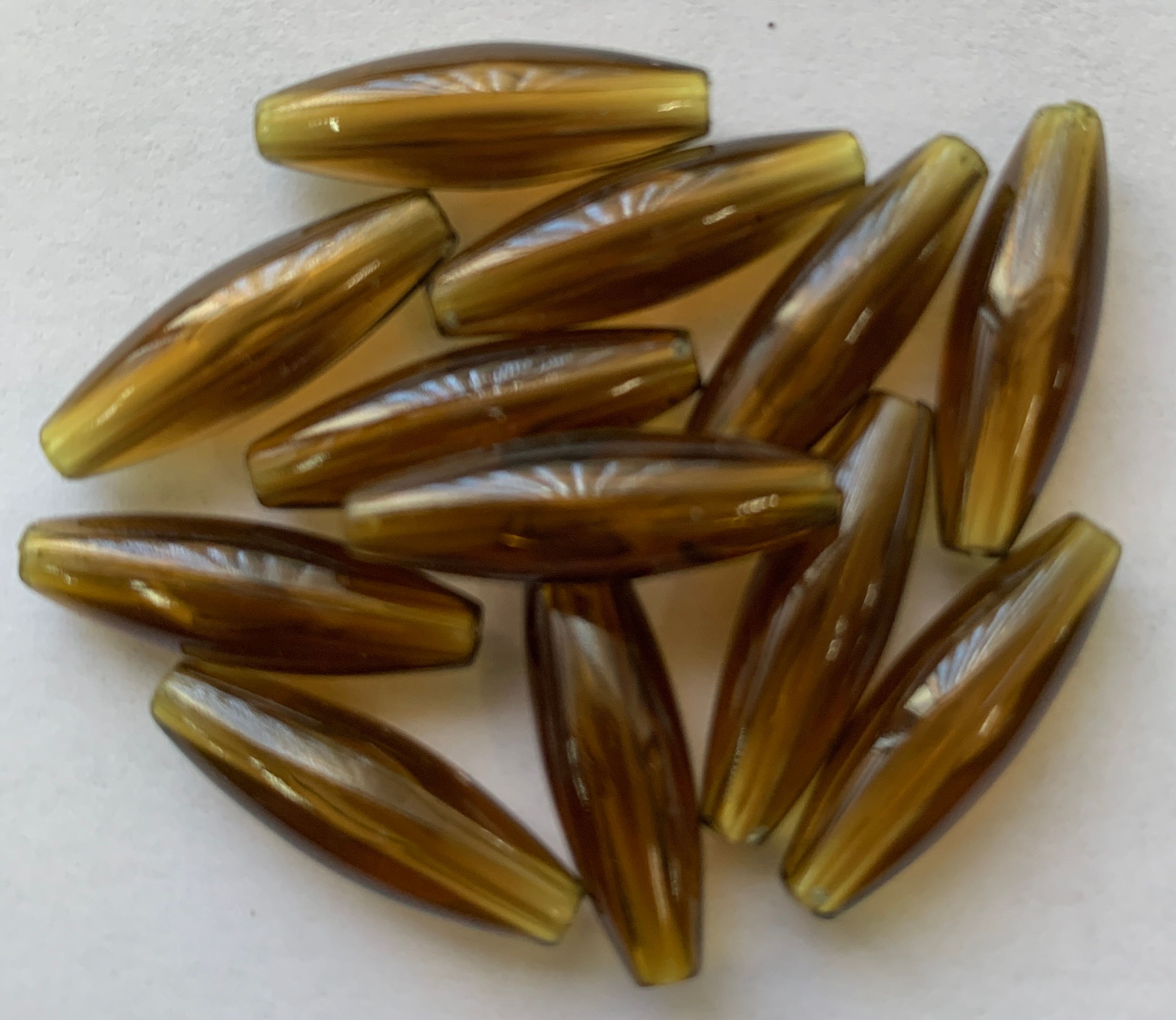 #24 - Transparent Amber 19mm x 6mm Oval Beads