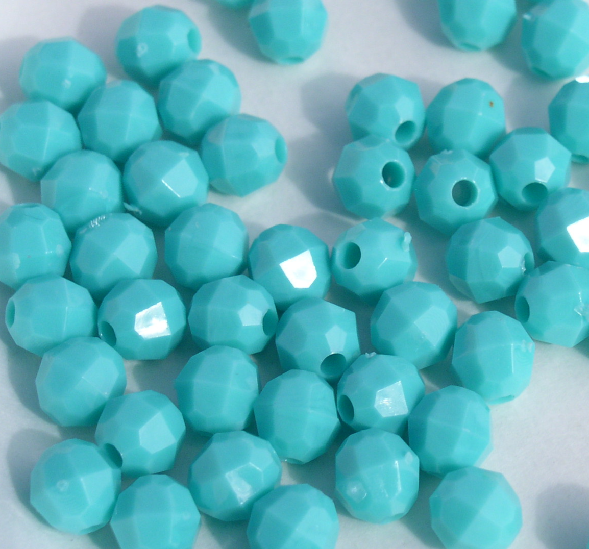 #86 - Opaque Aqua 10mm Faceted Beads