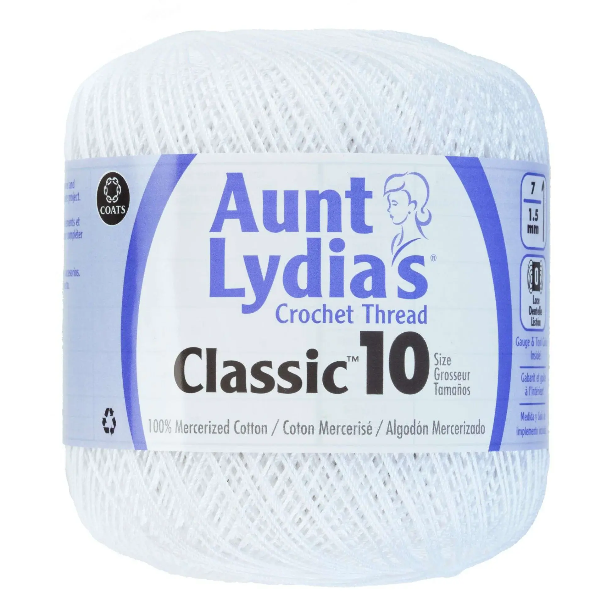 Aunt Lydia's White Classic 10 Crochet Thread
