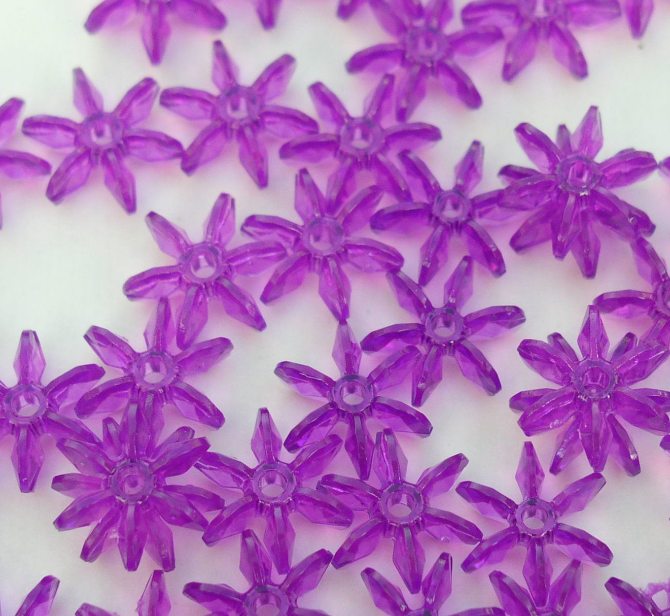 #02 - Transparent  Dark Amethyst 12mm Starflake Beads