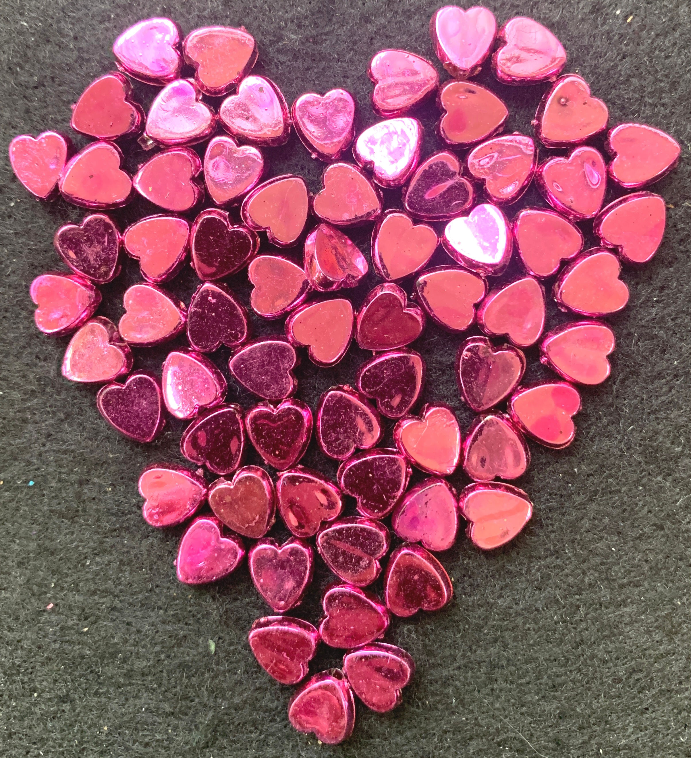 9mm Flat Heart Beads Metallic Mauve