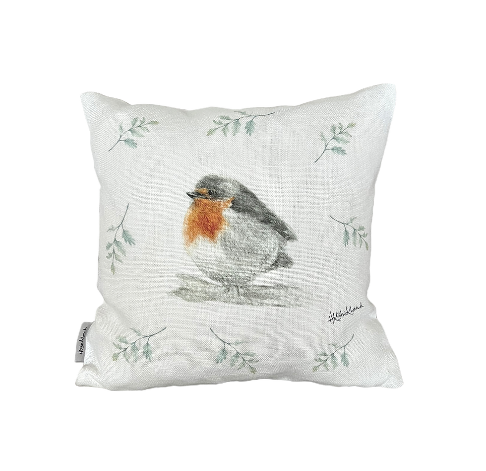 Robin Cushion, White Linen