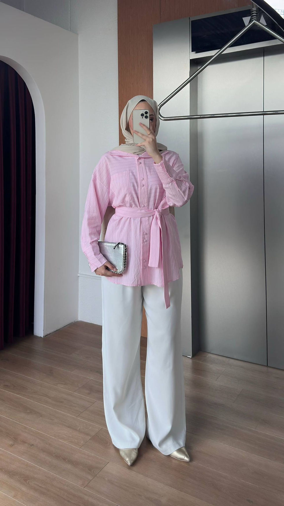 Küçük resim: Çizgili Modal Gömlek - Pembe