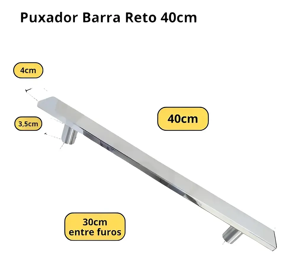 Miniatura: PUXADOR ALUM BARRA DUPLO RETO 400MM ESCOVADO