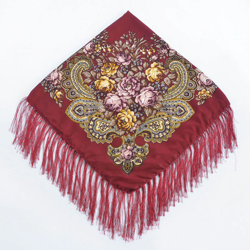 Thumbnail: WS - Polish Scarf, Flower Print, Long Fringe