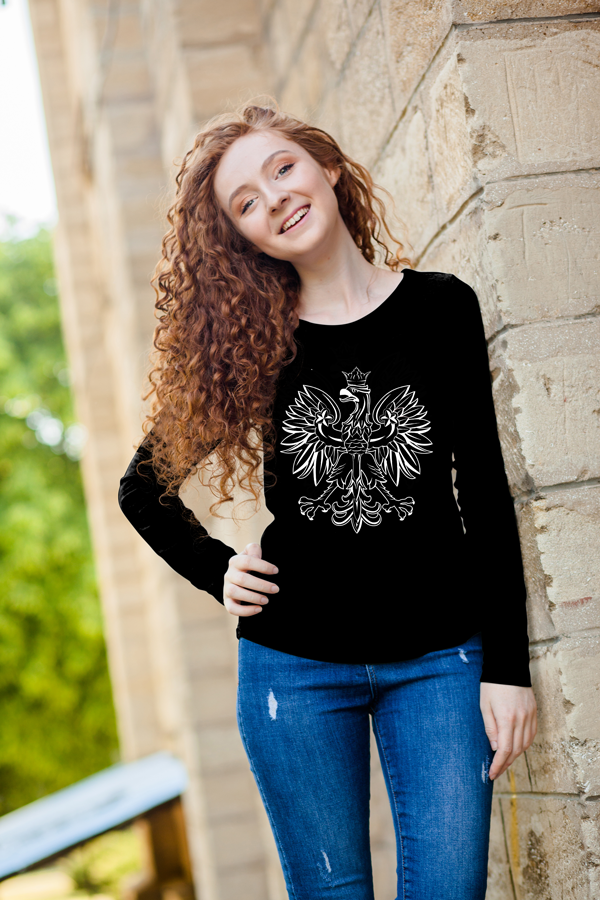 Thumbnail: Polish Long Sleeve T-Shirt, Children's, Eagle, Black or Red