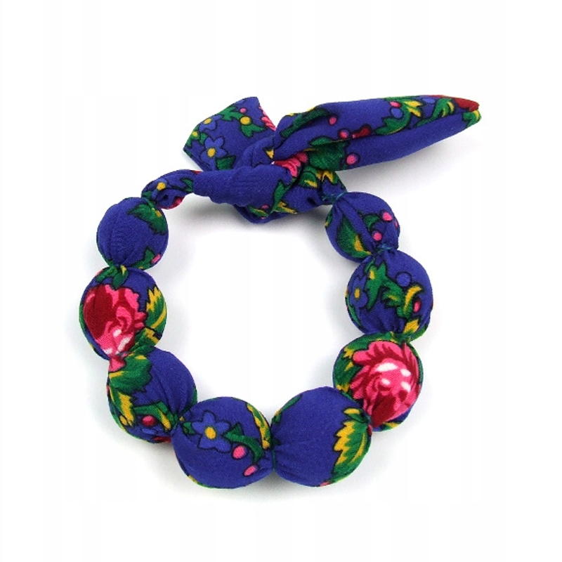 Thumbnail: Bracelet wooden beads covered with fabric highland folk