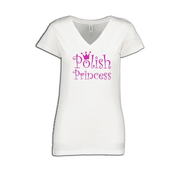 Thumbnail: Polish  T-Shirt, Ladies, Polish Princess, V-Neck, Pink or White