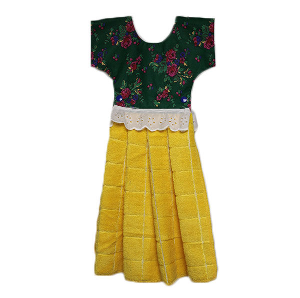 Thumbnail: Polish Towel Dress, Green Flowers and Yellow Skirt