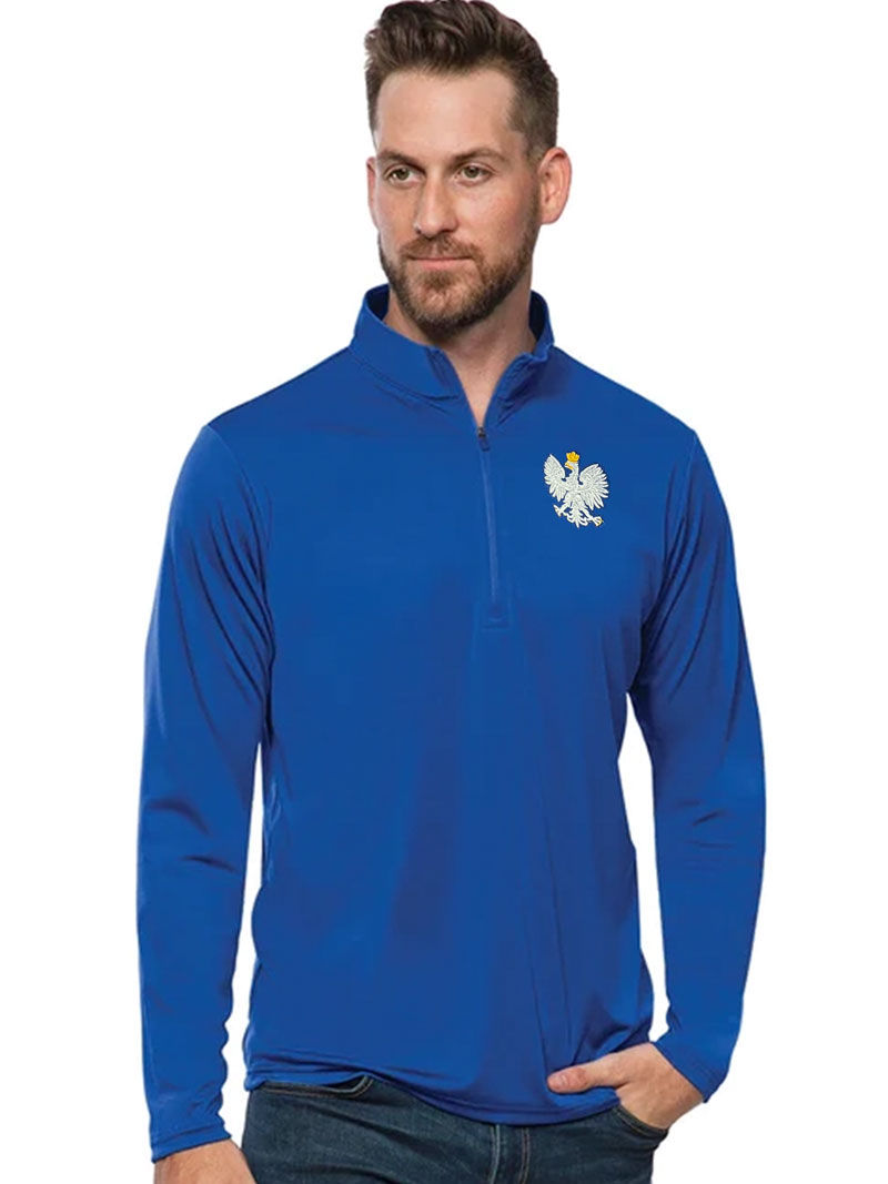 Thumbnail: Polish Eagle 1/4 Zip, Blue w/ Embroidered White Eagle