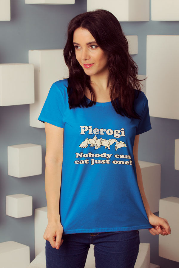 Thumbnail: Polish T-Shirt, Pierogi-Nobody Can Eat Just One, Blue or Red