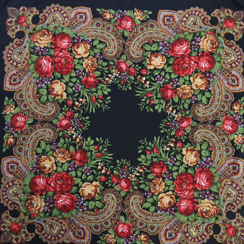 Thumbnail: WS - Polish Scarf, Flower Print, Long Fringe