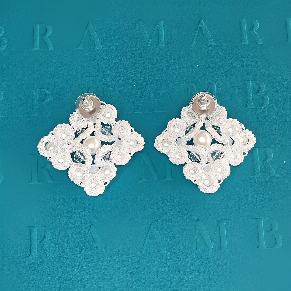 Miniatura: Orecchini rombo piccolo total white