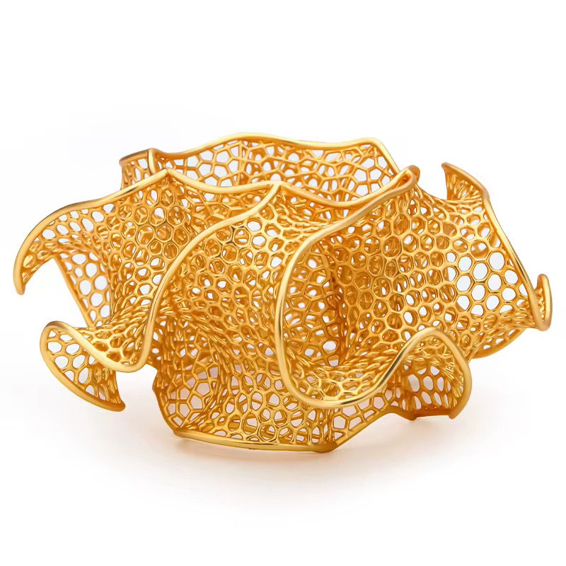 3D Hollow Gold Filigree Floral Bangle