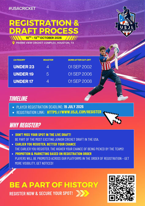 πΒ US JUNIOR LEAGUE 2026 β PLAYER REGISTRATION IS NOW OPEN!