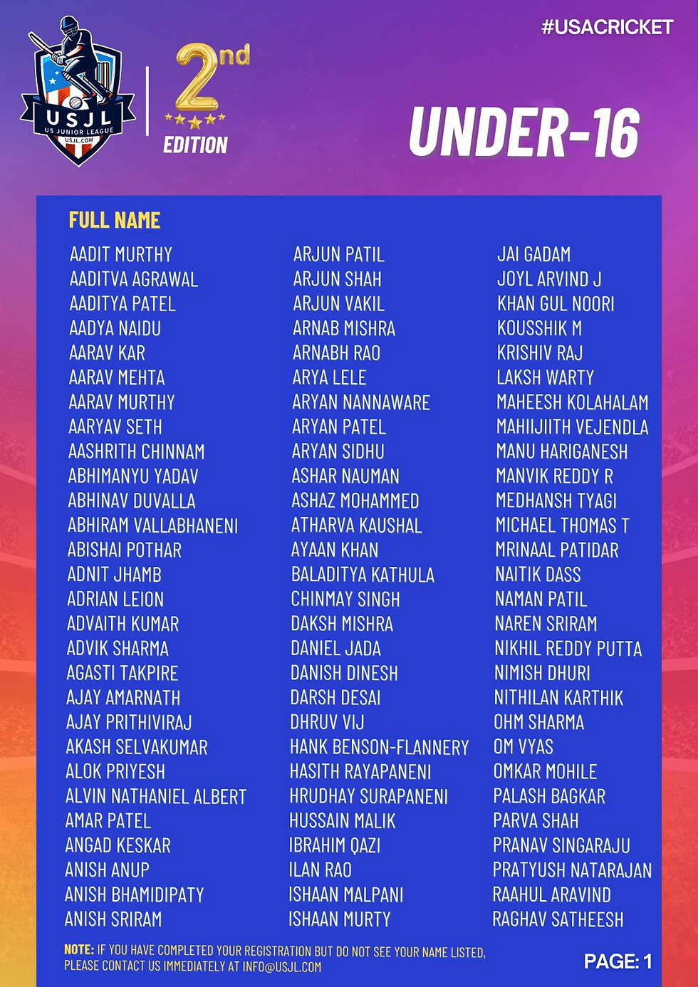 U16 Players (Page 1)