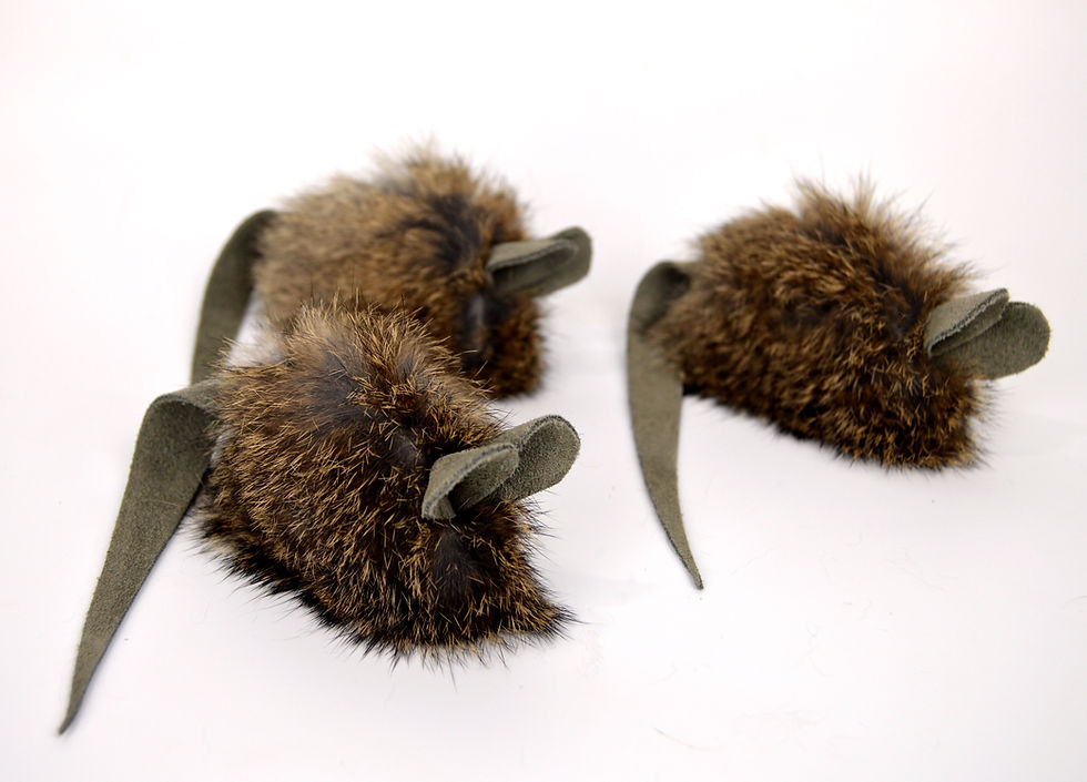 Thumbnail: Purr-fect Catnip Mini Mouse Toy: Real Rabbit Fur Fun!