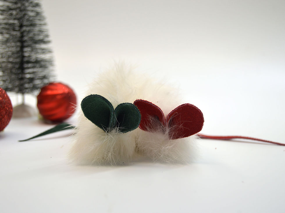 Christmas Catnip Mini Mouse 2 Pack Cat Toy, Real Rabbit Fur