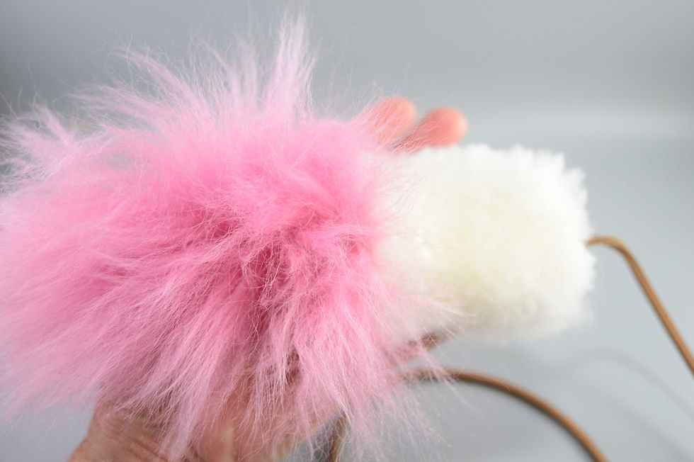 Thumbnail: Sheepskin Cat Teaser Toy – Flying Squirrel with Bushy Pink Tail Optional Wand