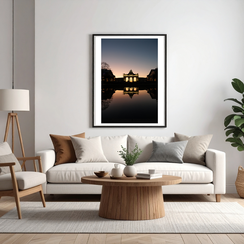 salon avec une photo du crépuscule du cinquantenaire