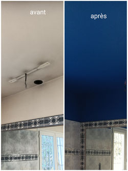 réparations et mise en peinture plafond en couleur mate.