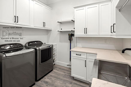 laundry, washer, dryer, cabinets