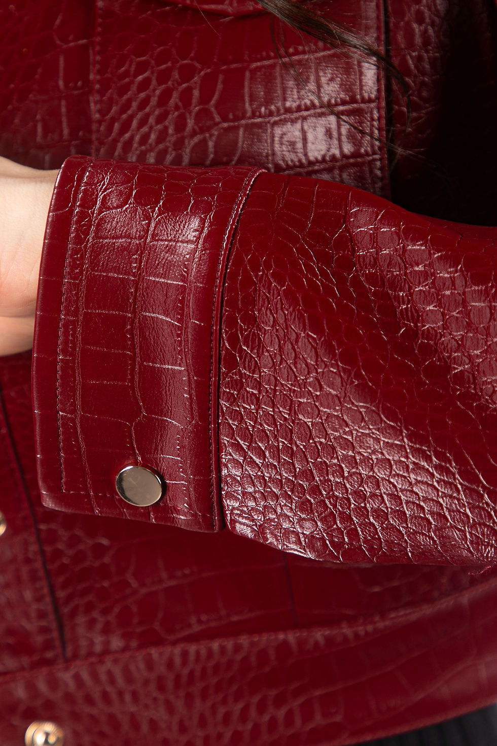 Thumbnail: Faux Burgundy leather jacket