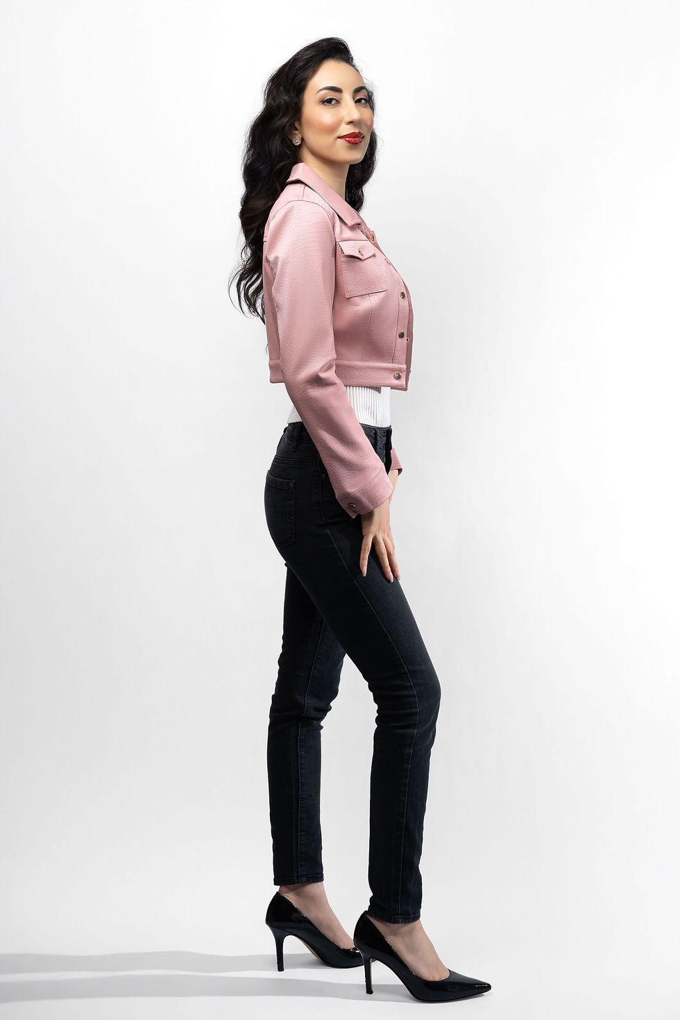Thumbnail: Faux Pink leather jacket