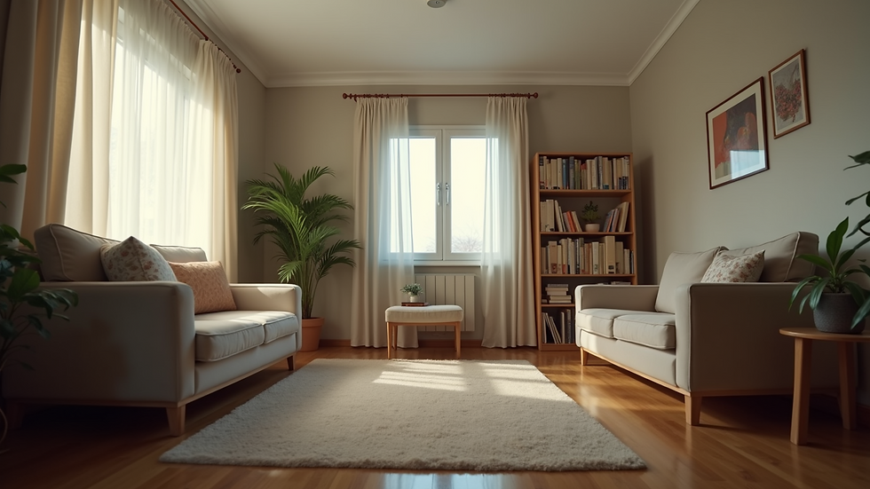 Eye-level view of a senior person's empty living space