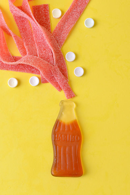 Cola bottle and sweets