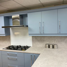 Denim blue chamfer top and bottom