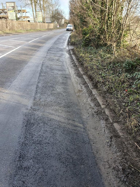 Close up of a new road kerb