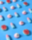 Close-up of sweets on blue background