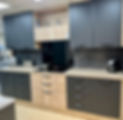 anthracite grey and light pine kitchen units