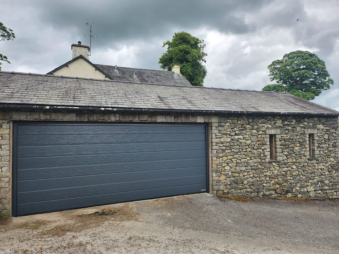 Large garage with newly fitted door