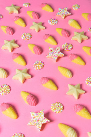 Sweets on pink background