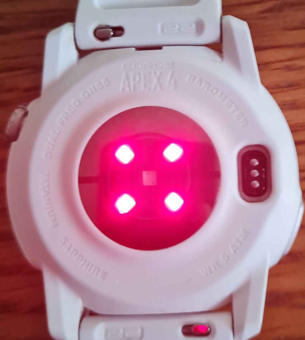 A wrist based heart rate sensor on a sports watch