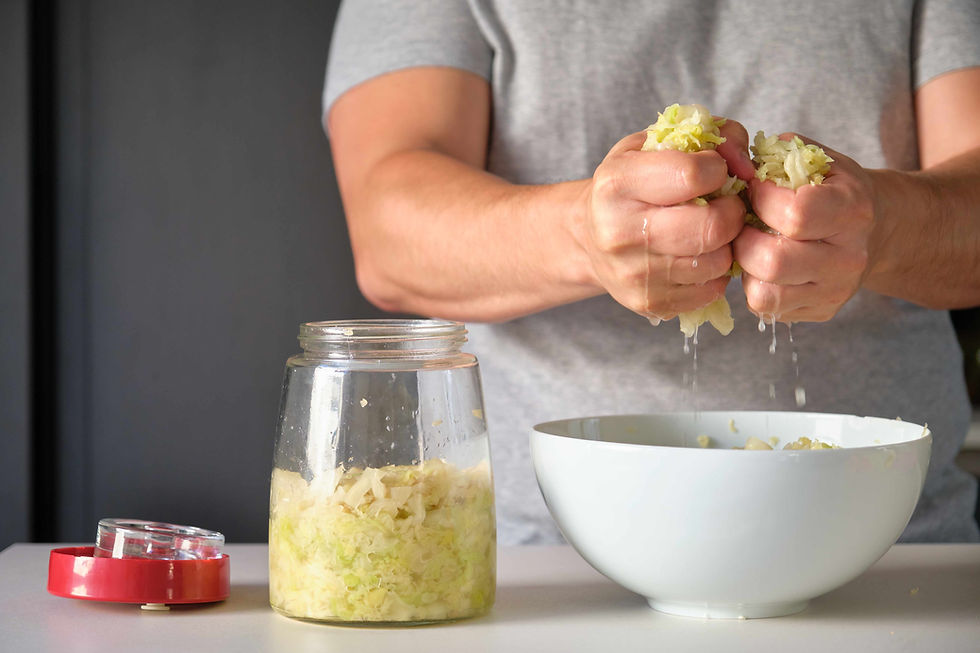 Sauerkraut being made at home the traditional way