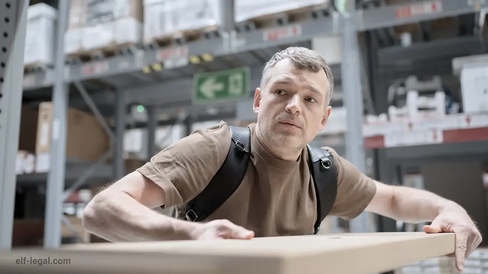 Georgia warehouse worker lifting heavy object risking overexertion workplace injury