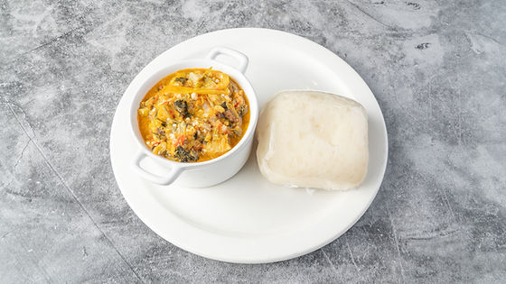 African Yam (FUFU) served with Okra soup (S)