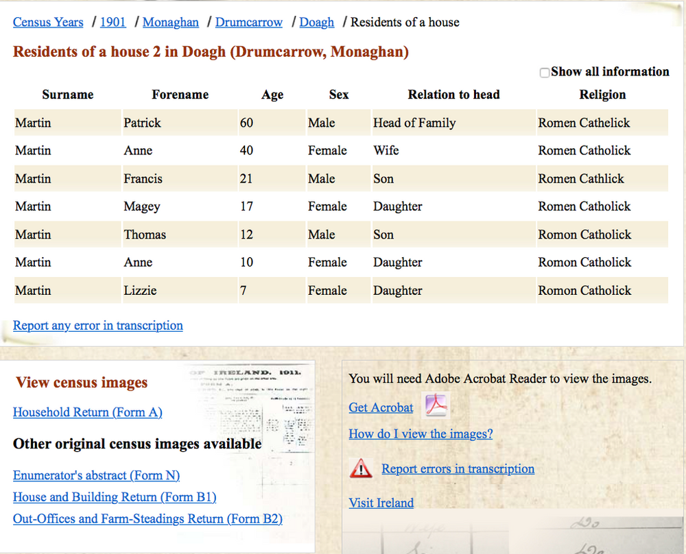 Irish Census Records