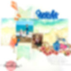 Scrapbook layout of children enjoying the beach