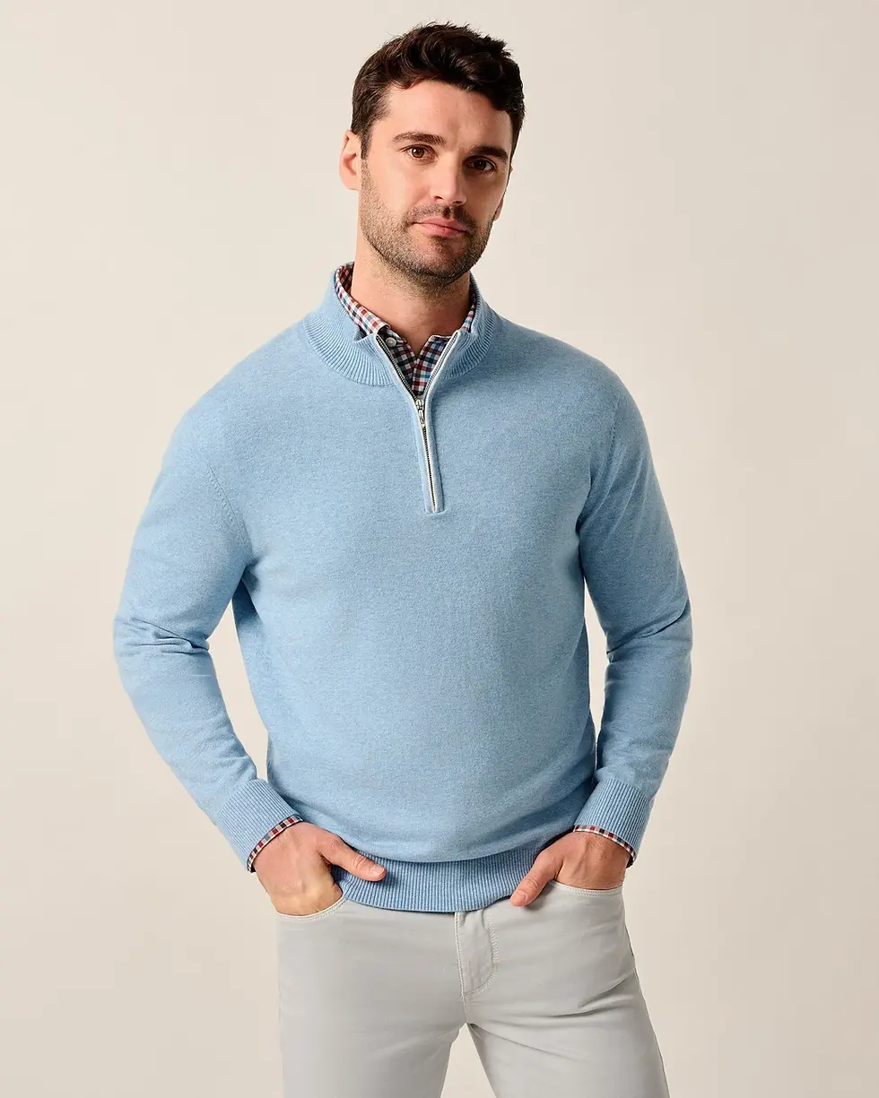 Johnnie-O Desmond Plated Cotton Blend 1/4 Zip Sweater