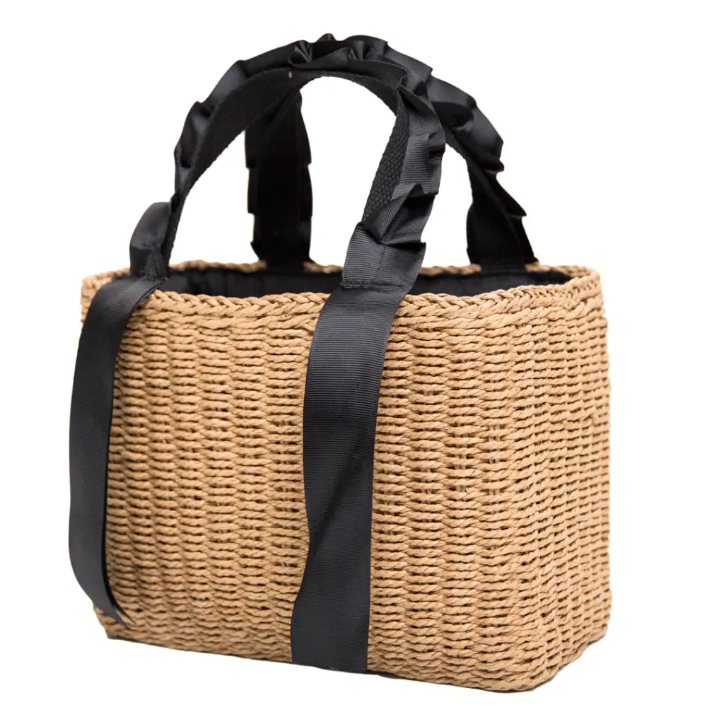 Juniper Straw Bag with Black