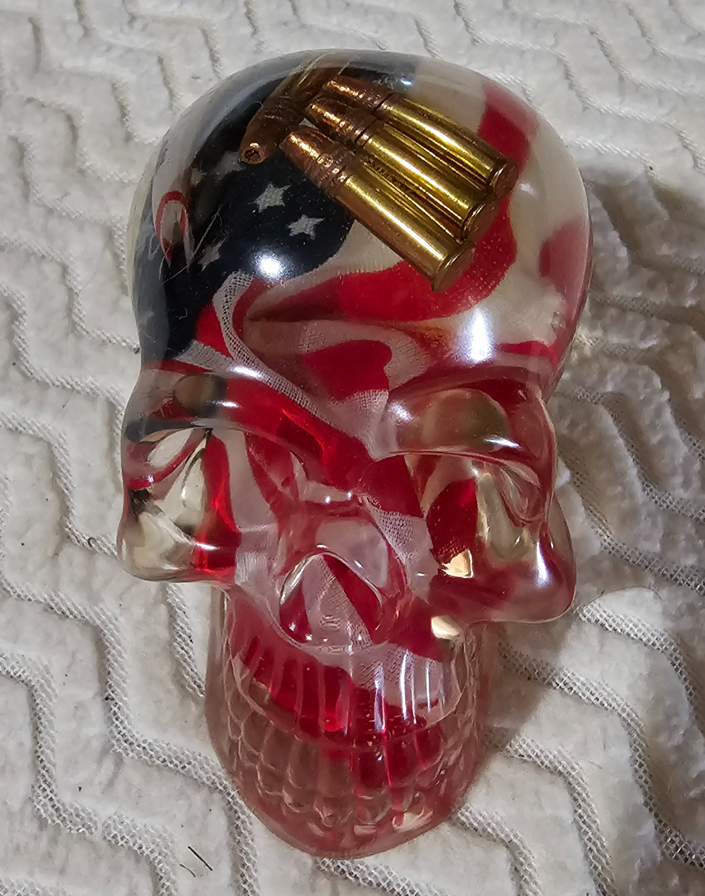 Skull with American flag and live .22 rounds