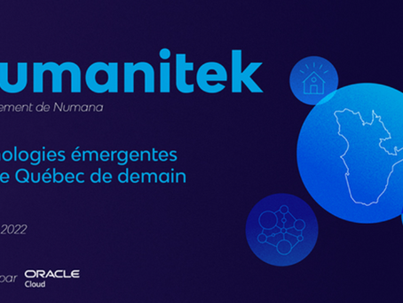 Panelist in Numana's Humanitek Technology & Aging Panel, "La technologie, une solution au système de santé actuel pour nos aînés ?" Technology, a solution to the current health system for our seniors.
